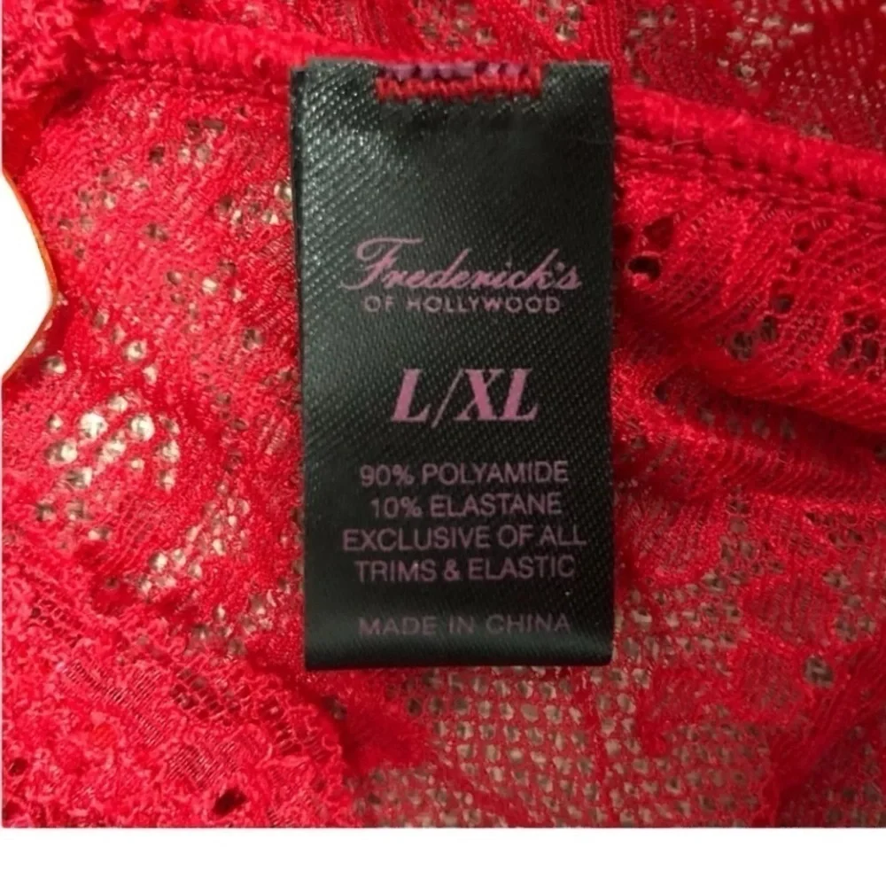 Frederick’s of Hollywood red lace bra set
